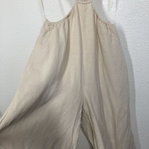 ASTR The Label Marise Jumpsuit Womens XS Beige Linen Blend Wide Leg Cut Out - Picture 7 of 16